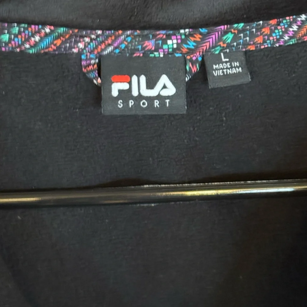 Fila Sport Black Fleece Jacket w/ Aztec Shoulder Panel – L - Picture 3 of 10
